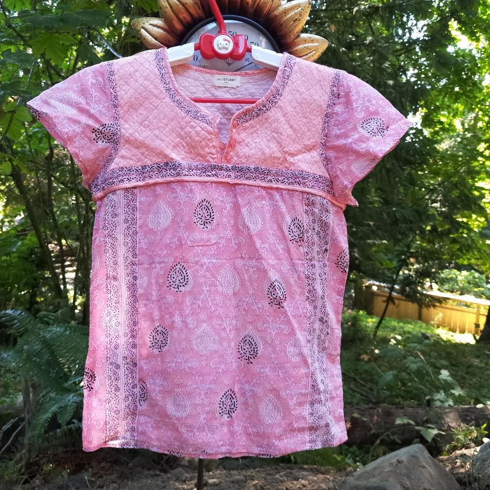 JILL STUART PINK ETHNIC TOP XS